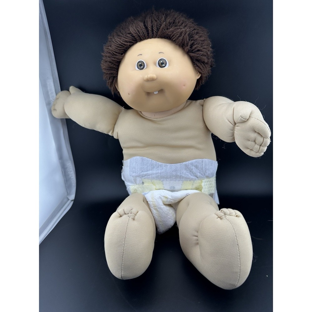 1985 Cabbage Patch Kid HM5 Boy 1 Tooth Shag Brown Hair OK Factory Brown Eyes